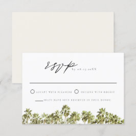 Invitación Green Tropical Watercolor Palm Tree Beach RSVP