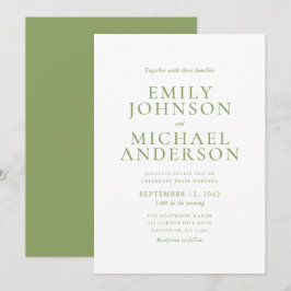 Invitación Green Typography Wedding Invitation
