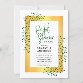 Invitación Green Vines Gold Script Shower