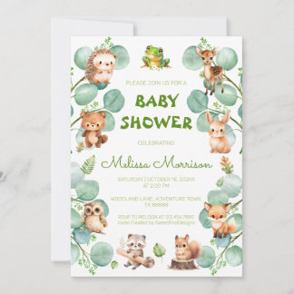 Invitación Green Watercolor Elegant Cute Baby Shower