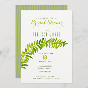 Invitación GREEN WATERCOLOR FERN FOLIAGE Bridal Shower