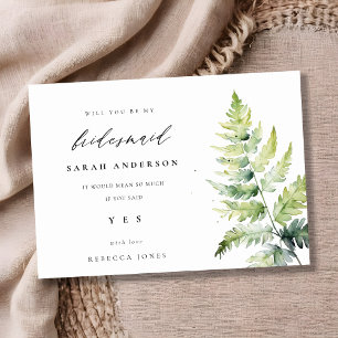 Invitación Green Watercolor Fern Foliage Bridesmaid