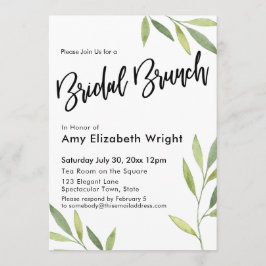 Invitación Green Watercolor Foliage Bridal Brunch
