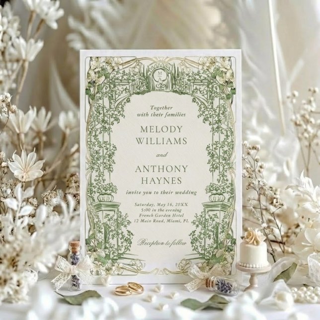 Invitación Green Watercolor Garden art Gate Wedding (Subido por el creador)
