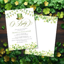 Invitación Green Watercolor Shamrock Baby Shower