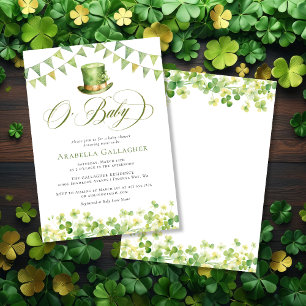 Invitación Green Watercolor Shamrock Baby Shower