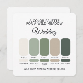 Invitación Green Wedding Color Palette Card