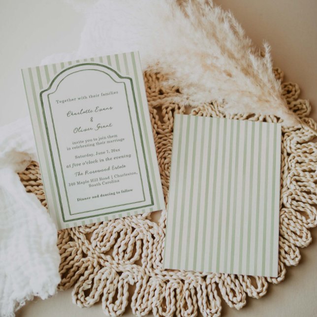 Invitación Green Wedding Striped Invitation  (Subido por el creador)