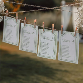Invitación Green Wedding Striped Table Seating Chart Cards