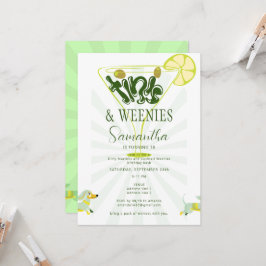 Invitación Green Weenies & Tinis Divertido Martini cumpleaños