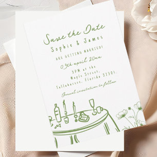 Invitación Green Whimsical Hand Drake Trendy Boda