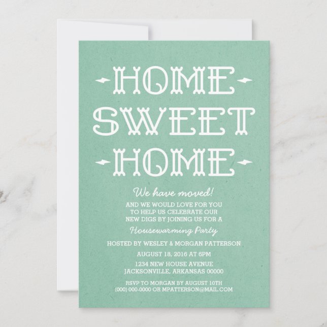 Invitación Green Whimsical Sweet Home Fiesta (Anverso)