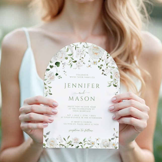 Invitación Green White Flowers Eucalyptus Rose Peony Wedding (Subido por el creador)