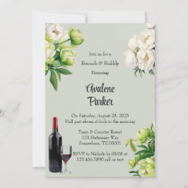 Invitación Green White Peony Elegante Brunch & Bubbly