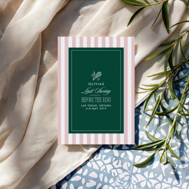 Invitación Green & White Striped Last Swing Before the Ring (Subido por el creador)