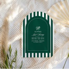 Invitación Green & White Striped Last Swing Before the Ring
