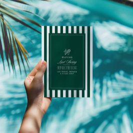 Invitación Green & White Striped Last Swing Before the Ring