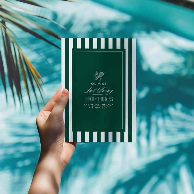 Invitación Green & White Striped Last Swing Before the Ring (Subido por el creador)