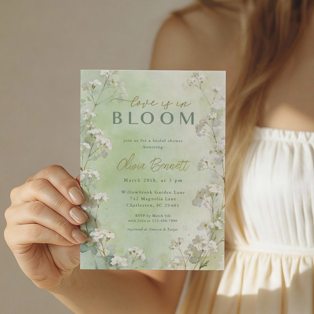 Invitación Green Wildflower Bridal Shower Invitation (Green Garden Bridal Shower Invite)