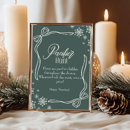 Invitación Green Winter Coquette Pacifier Hunt Baby Shower