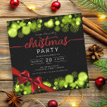 Invitación Green Winter Wonderland Company Xmas Red Ribbon<br><div class="desc">Elegante Empresa formal y Fiesta de Navidades corporativos / Cocktail / Dinner Invitation con copos de nieve verde y luces de Navidades. Impresione a sus amigos y compañeros de trabajo con este sofisticado y elegante diseño de invitación.</div>