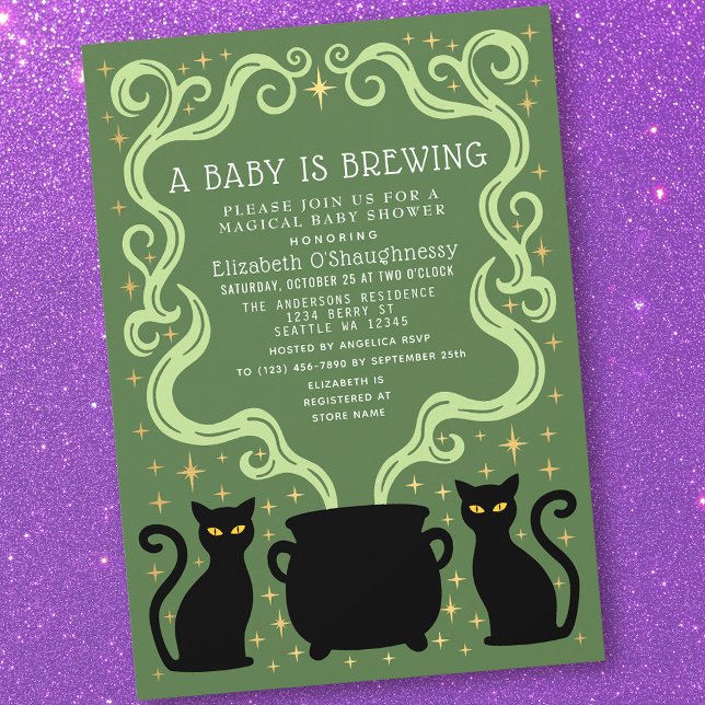 Invitación Green Witchy Baby is Brewing Baby Shower  (Subido por el creador)