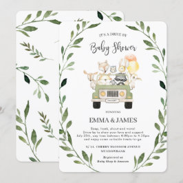 Invitación Green Woodland Drive De Baby Shower Neutral