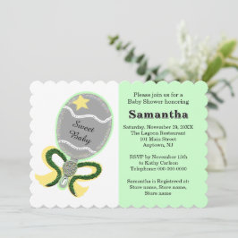 Invitación Green Yellow Sta Baby Shower Rattle