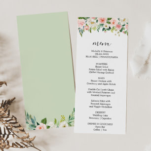Invitación GreenElegant Floral Dinner Menu Card