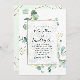 Invitación Greeneración de eucalipto con Boda de cuadro geomé