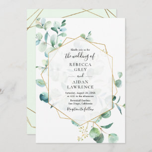 Invitación Greeneración geométrica Eucalyptus deja Boda