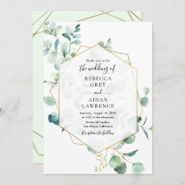 Invitación Greeneración geométrica Eucalyptus deja Boda