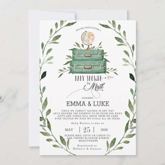 Invitación Greeneration Baby Shower por Mail Long Distance Tr (Anverso)