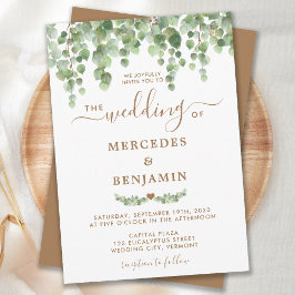 Invitación Greeneration Eucalyptus Foliage Elegant Gold Boda