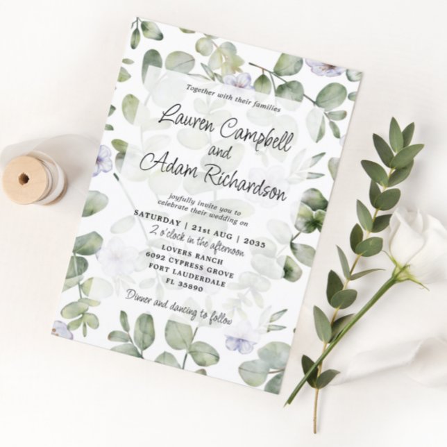 Invitación Greeneration Eucalyptus Sage Green & Floral Boda (Subido por el creador)