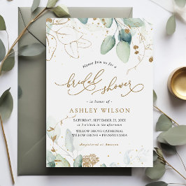 Invitación Greeneration Gold Eucalyptus Rustic Bridal Shower