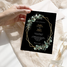 Invitación Greeneration Gold Geometric Frame Simple Black Bod