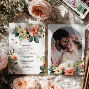 Invitación Greeneration Romantic Floral Watercolor Photo Boda