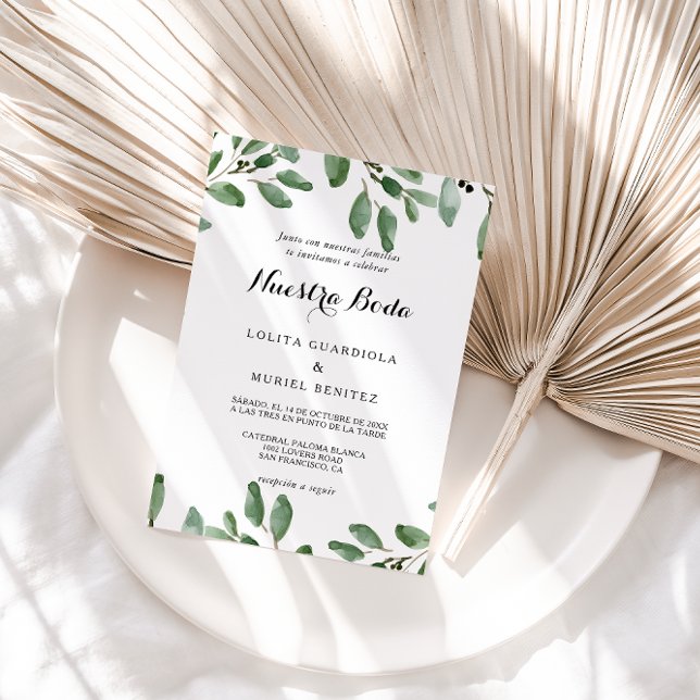 Invitación Greeneration Tropical Eucalyptus Boda española (Subido por el creador)