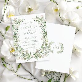 Invitación Greeneration White Floral Botanical Boho Boda