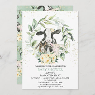Invitación Greeneration Wreath Yellow Floral Farm Baby Shower