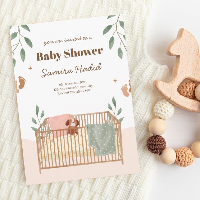 Invitación Greenery and Crib Baby Shower (Subido por el creador)