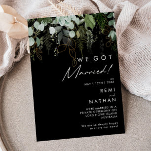 Invitación Greenery and Gold   Black Elopement Announcement