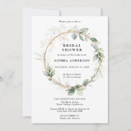 Invitación Greenery and Gold Bridal Shower Invitation