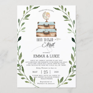 Invitación Greenery Baby Shower por Mail Long Distance Boy