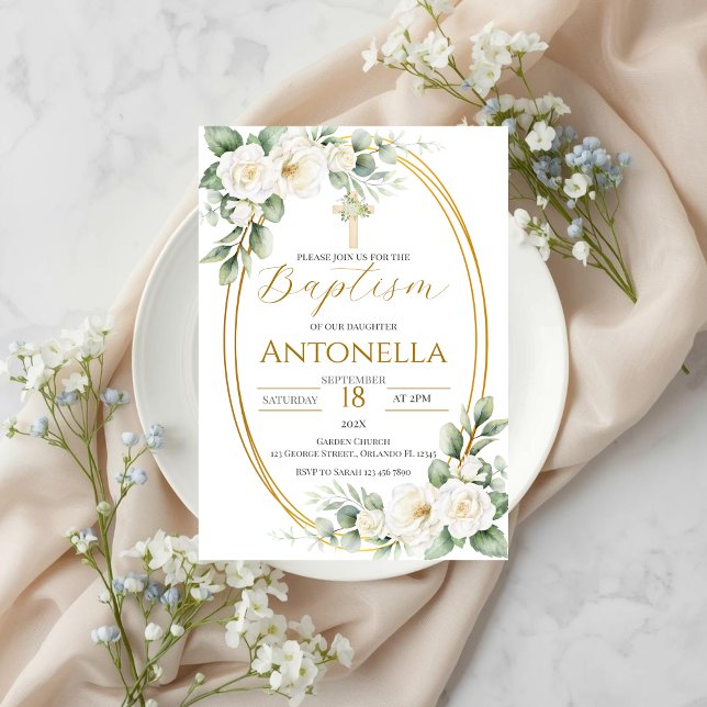 Invitación Greenery Baptism Invitation (Subido por el creador)