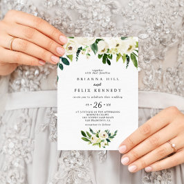 Invitación Greenery Boda Casual Floral del otoño blanco