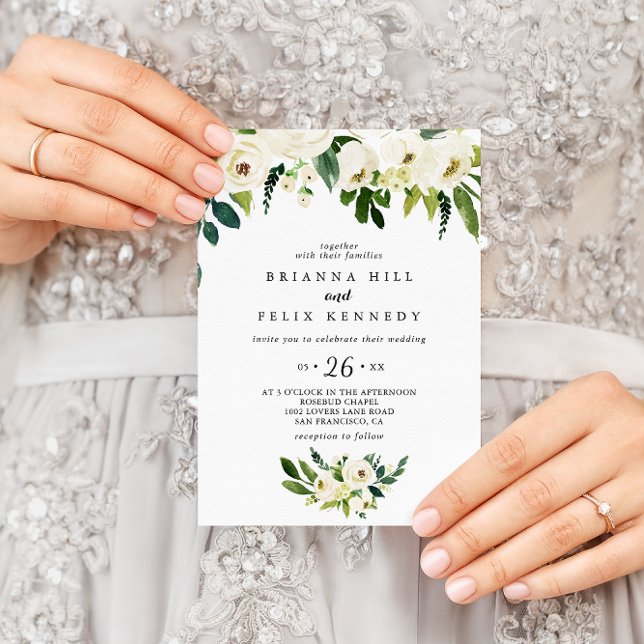Invitación Greenery Boda Casual Floral del otoño blanco (Subido por el creador)