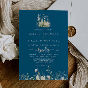 Invitación Greenery Boho Boda española de la Marina de Flores