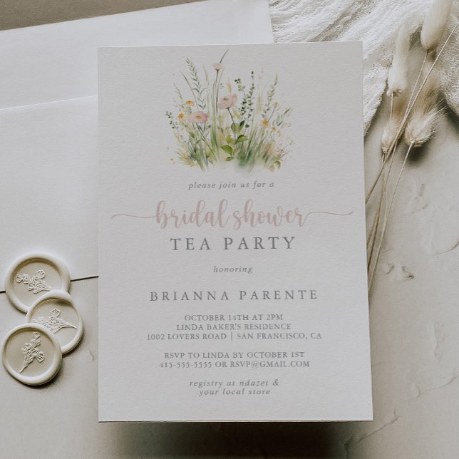 Invitación Greenery Boho Wildflower Bridal Shower Tea Fiesta (Subido por el creador)